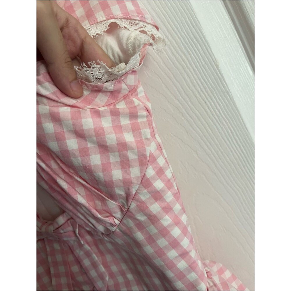 House of CB Mini Dress Pink Gingham Emiliana Short Sleeve size XS - Picture 5 of 12
